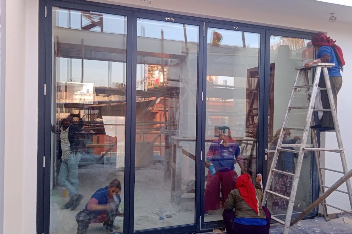 cleaning aluminium windows in Nepal